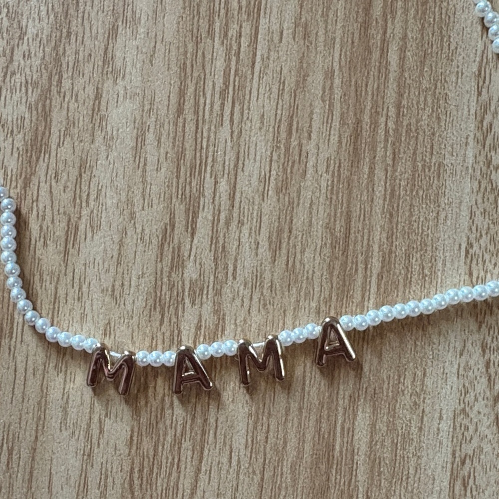 Gold and Pearl 'MAMA' Necklace - Picture 2 of 4